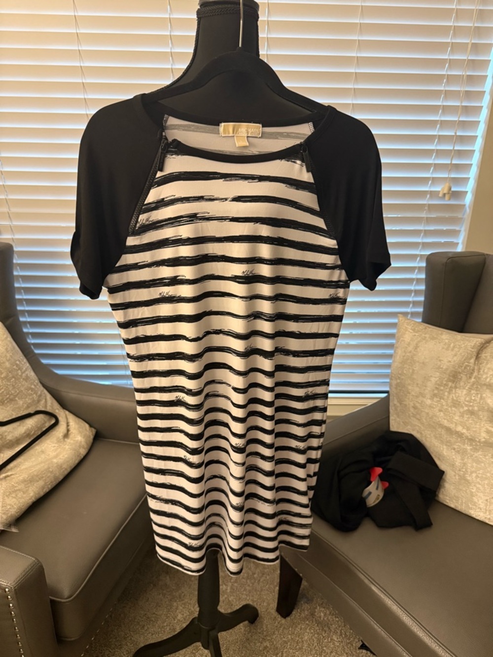 Michael Kors Striped Black & White Raglan Dress